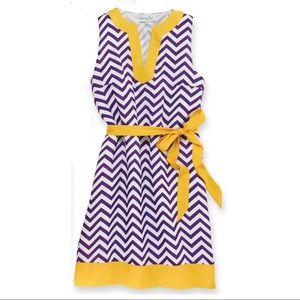 Mud Pie purple and yellow chevron dress